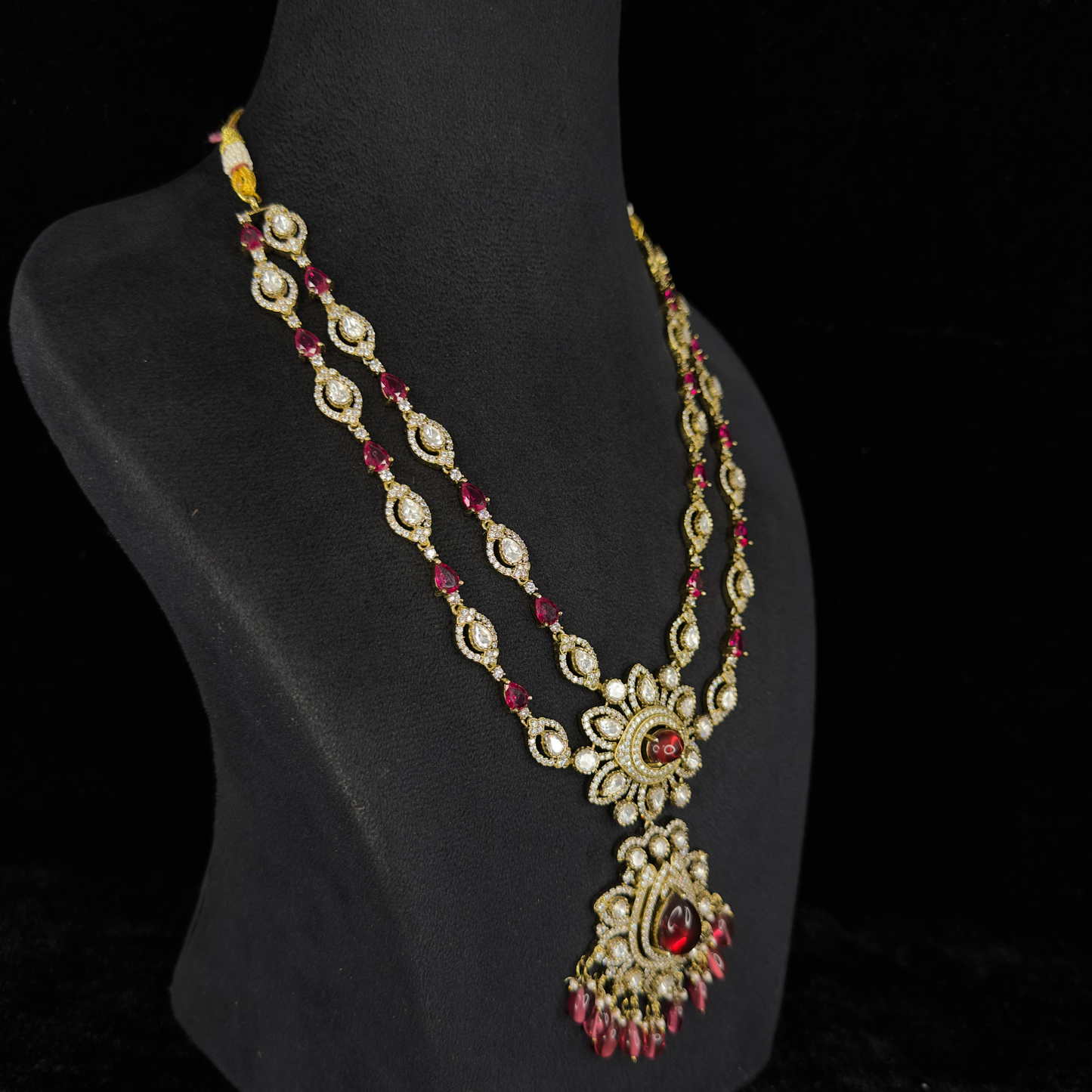 Traditional Two-Line Victorian Necklace Set with Earrings