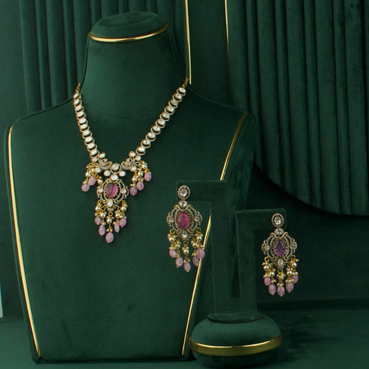 Premium polki necklace set with earrings