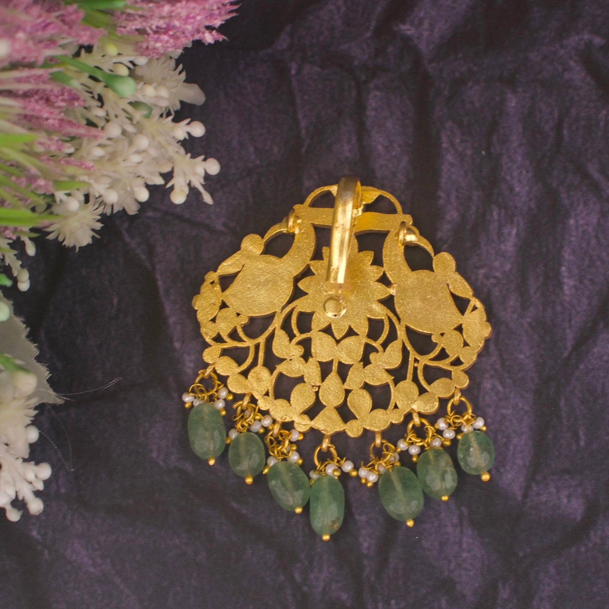 Designer Jadau Kundan Pendant Suitable For Pearl & Beads - DULHAN JEWELS