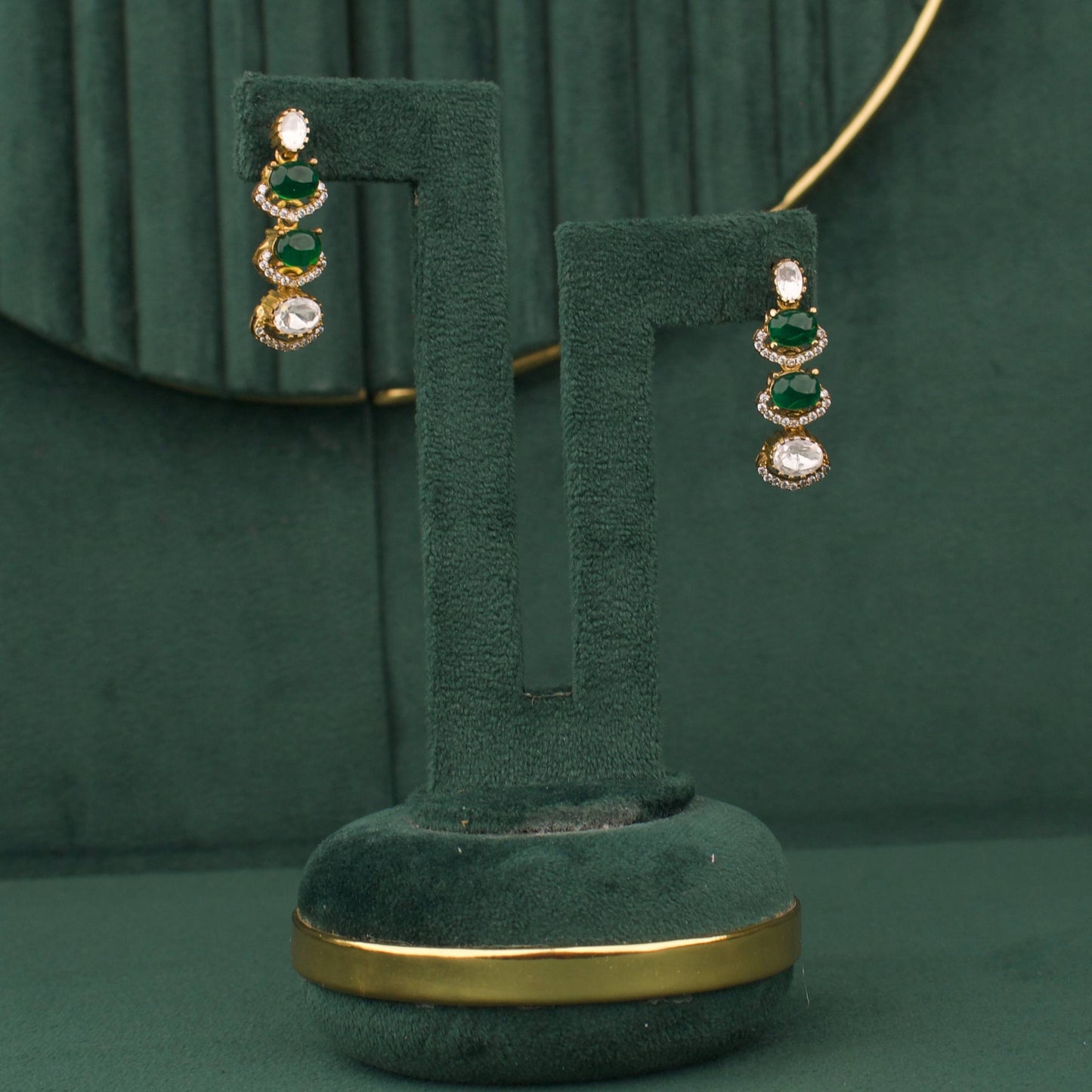 Royal Victorian Emerald Green Multi Layer Necklace Set With Earrings