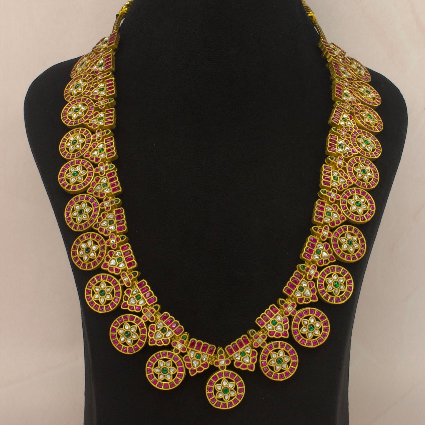 Majestic 22K Gold Plated Jadau Kundan Bottumala Necklace