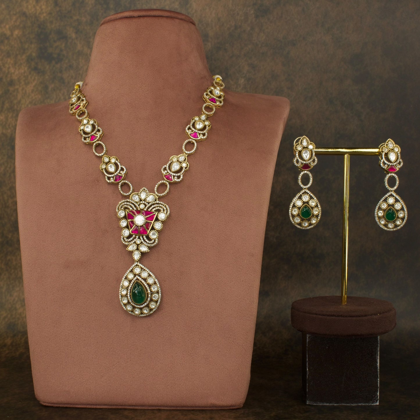 Fusion Victorian Polki Necklace Set