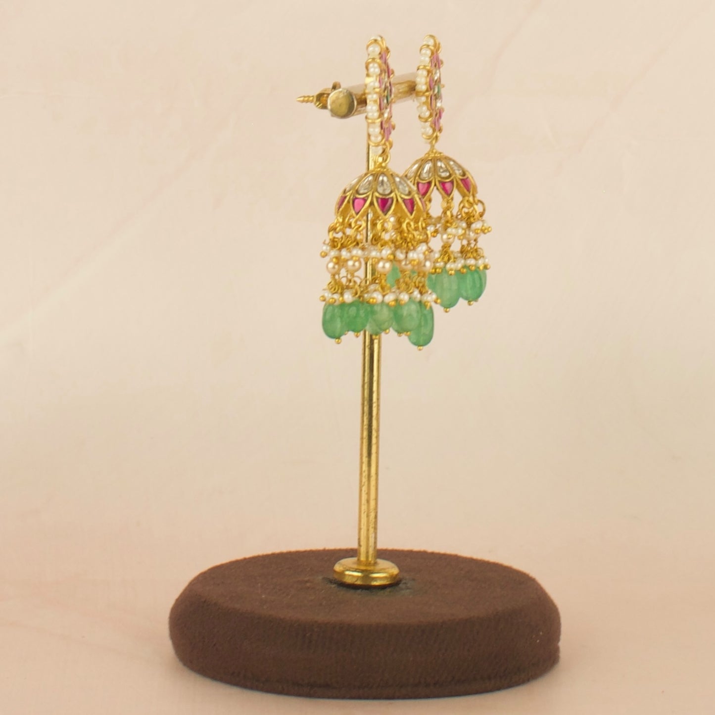 Stunning Floral Design Jadau Kundan Jhumki Earrings Set