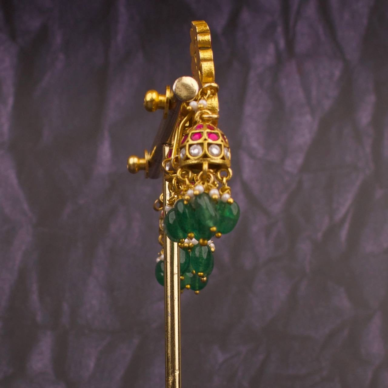 Grand Peacock Design Jadau Kundan Jhumka Earrings