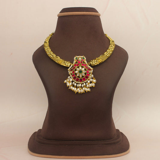 Peacock Locket Kundan Kanti Necklace