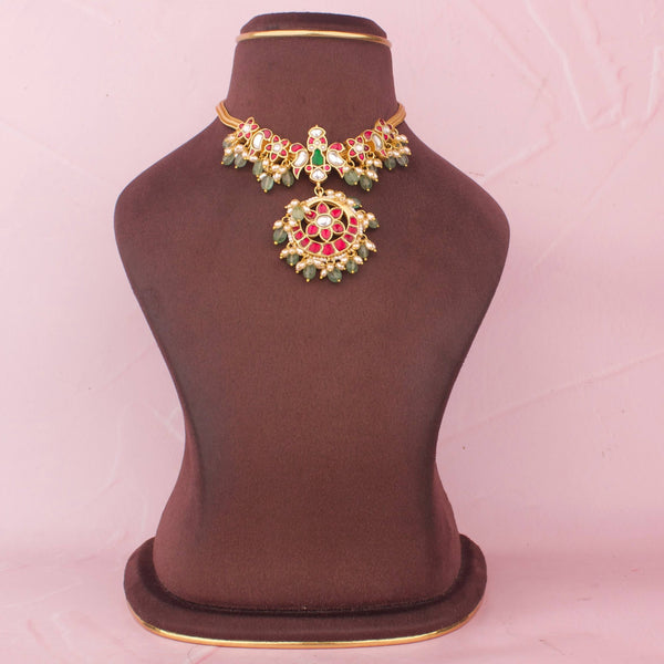 Ethnic Jadau Kundan Nantad Necklace With Pendant
