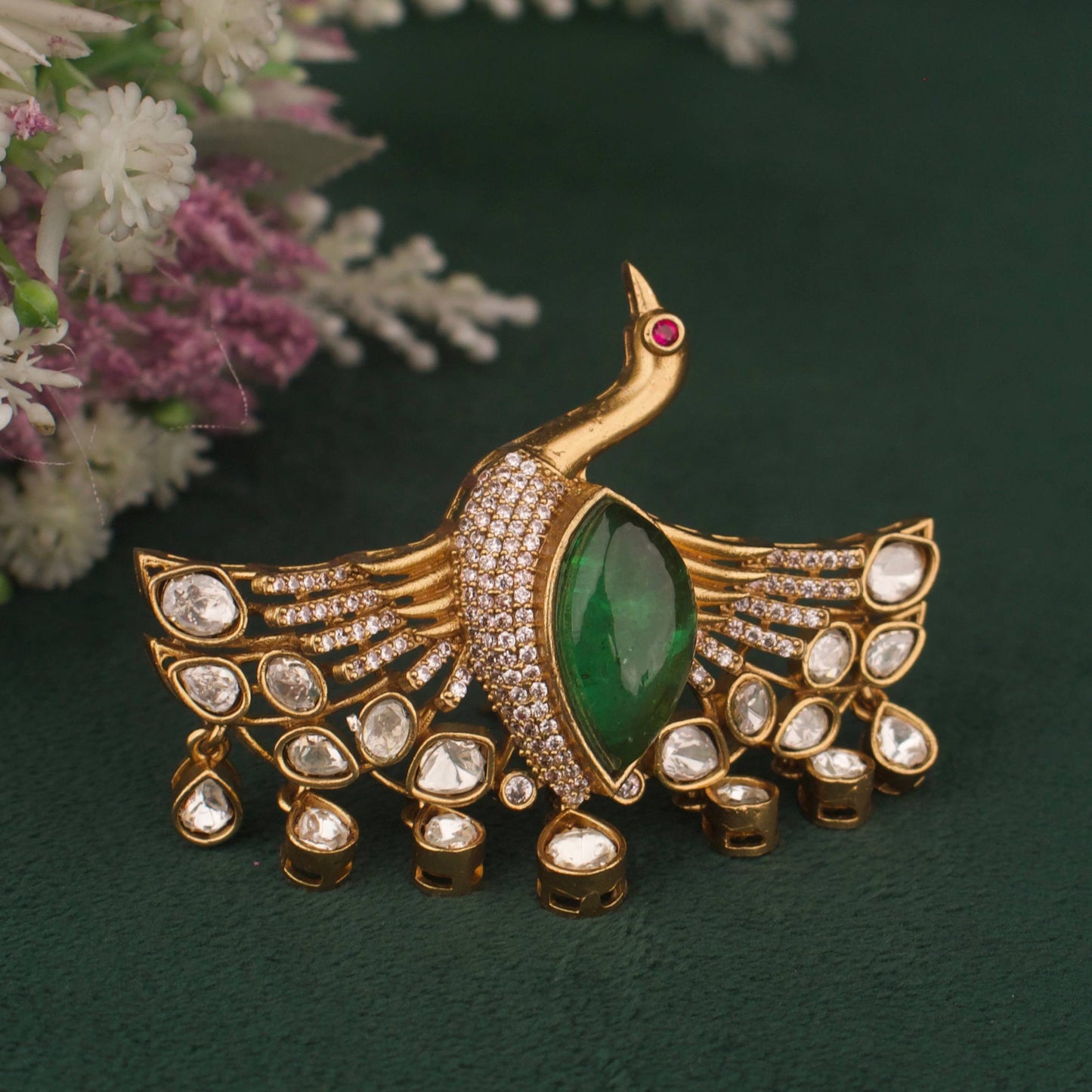 Royal Victorian Peacock Pendant And Earring Set