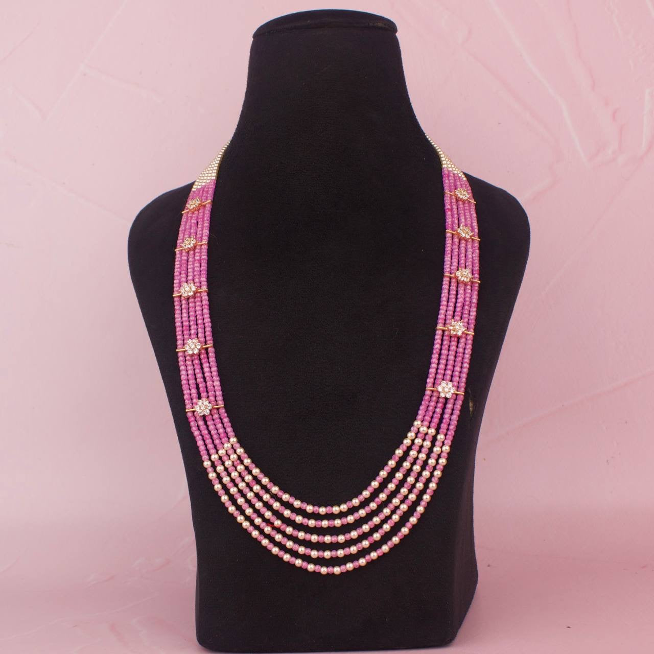 Stunning Beads Mala With Cz Side Lockets