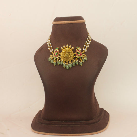 Sacred Goddess Lakshmi Peacock Jadau Kundan Choker