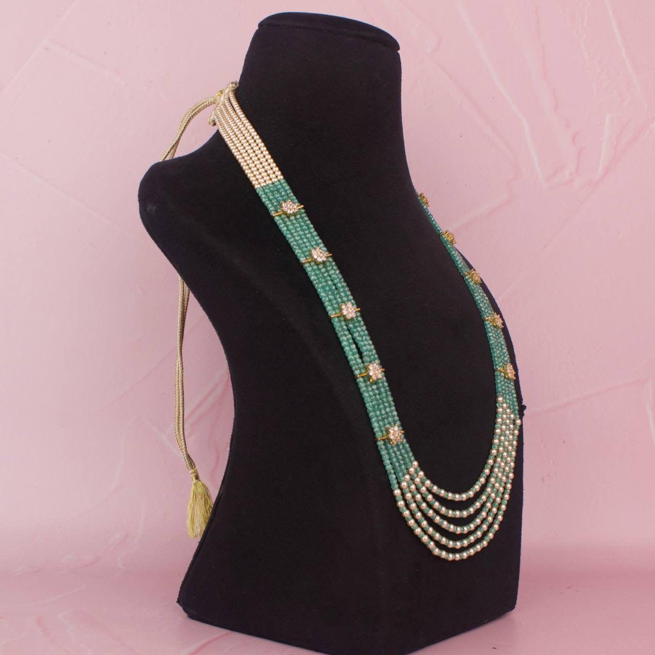 Stunning Beads Mala With Cz Side Lockets