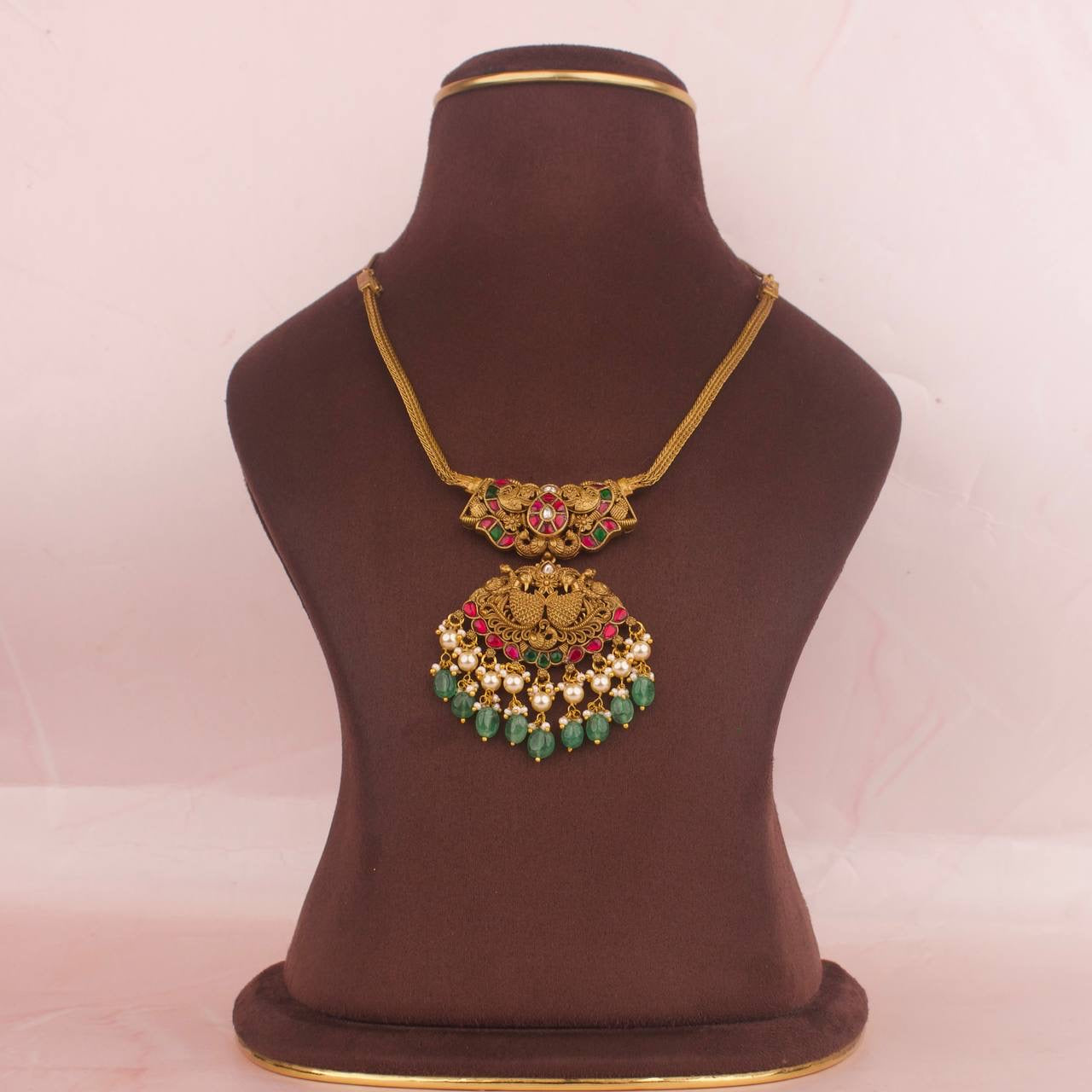 Traditional Jadau Kundan x Nakshi Necklace Set With Matching Earrings