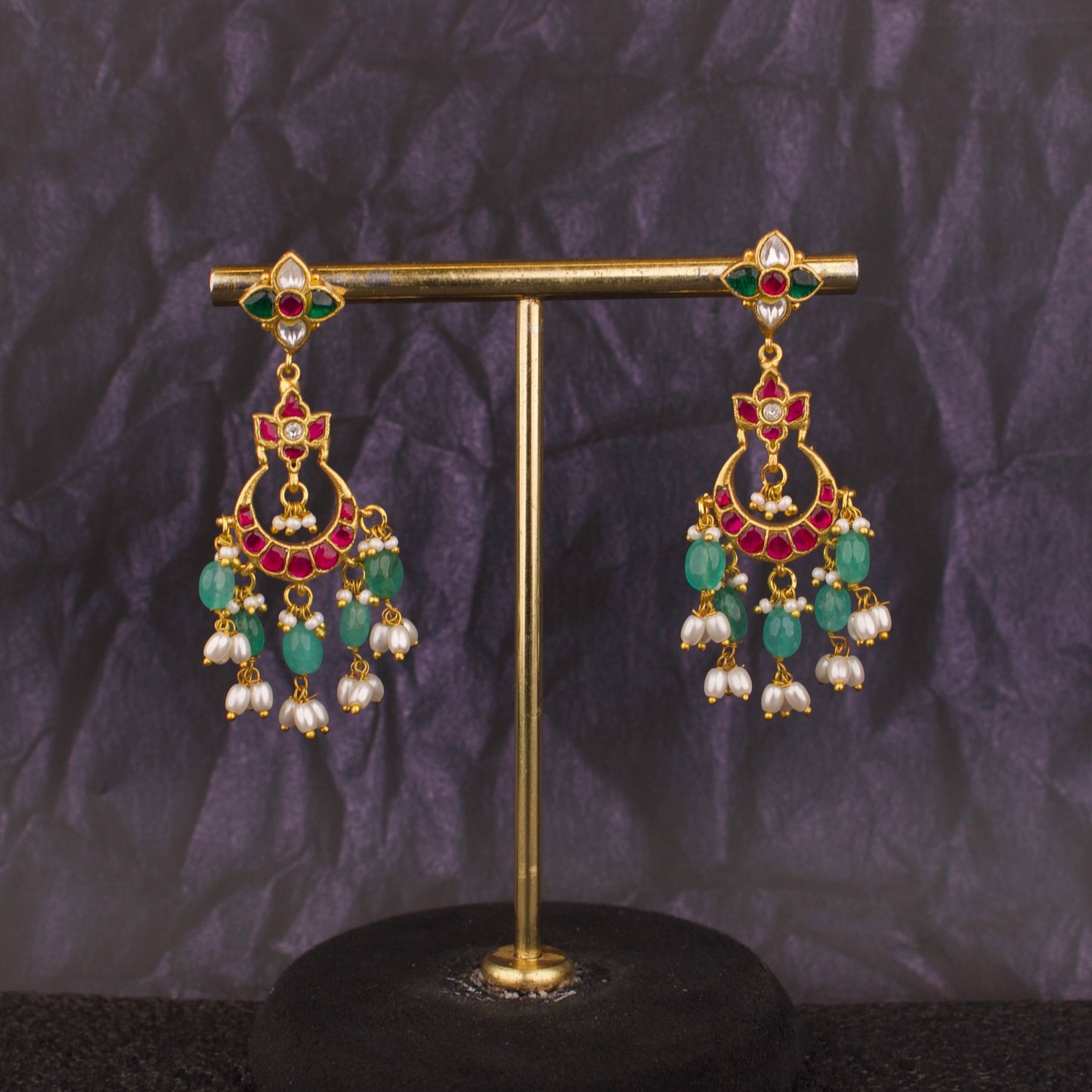 Classic Jadau Kundan Chand Bali In Step By Step Chand Design