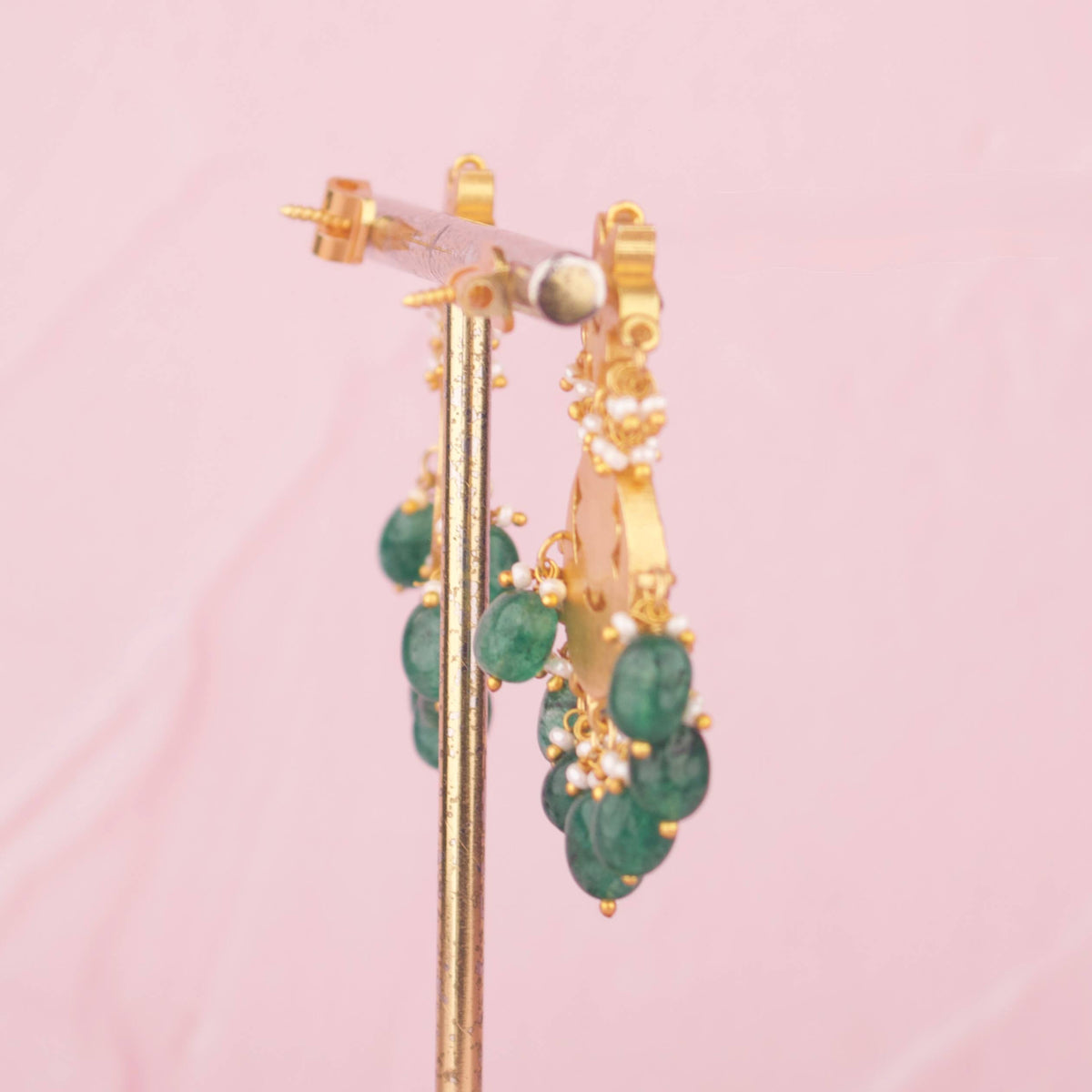 Premium Jadau Kundan Long Necklace Set With Goddess Lakshmi Pendant - Alternate View 4