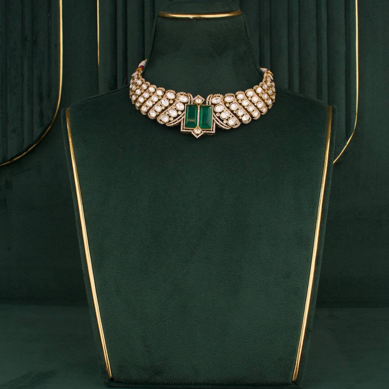 Premium Victorian Choker Set With Matching Earrings