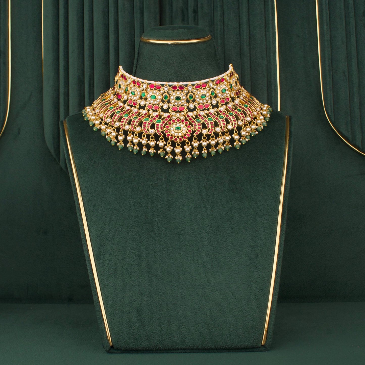Bridal Jadau Kundan Choker Necklace Set With Maangtikka And Earrings