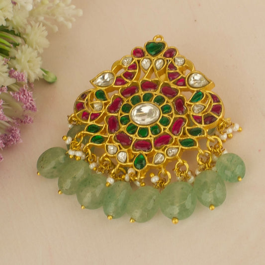 Grand floral Design Jadau Kundan Locket with Beads