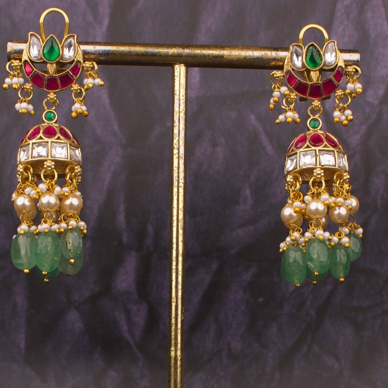 Gorgeous Jadau Kundan Floral Studded Jhumka Earring