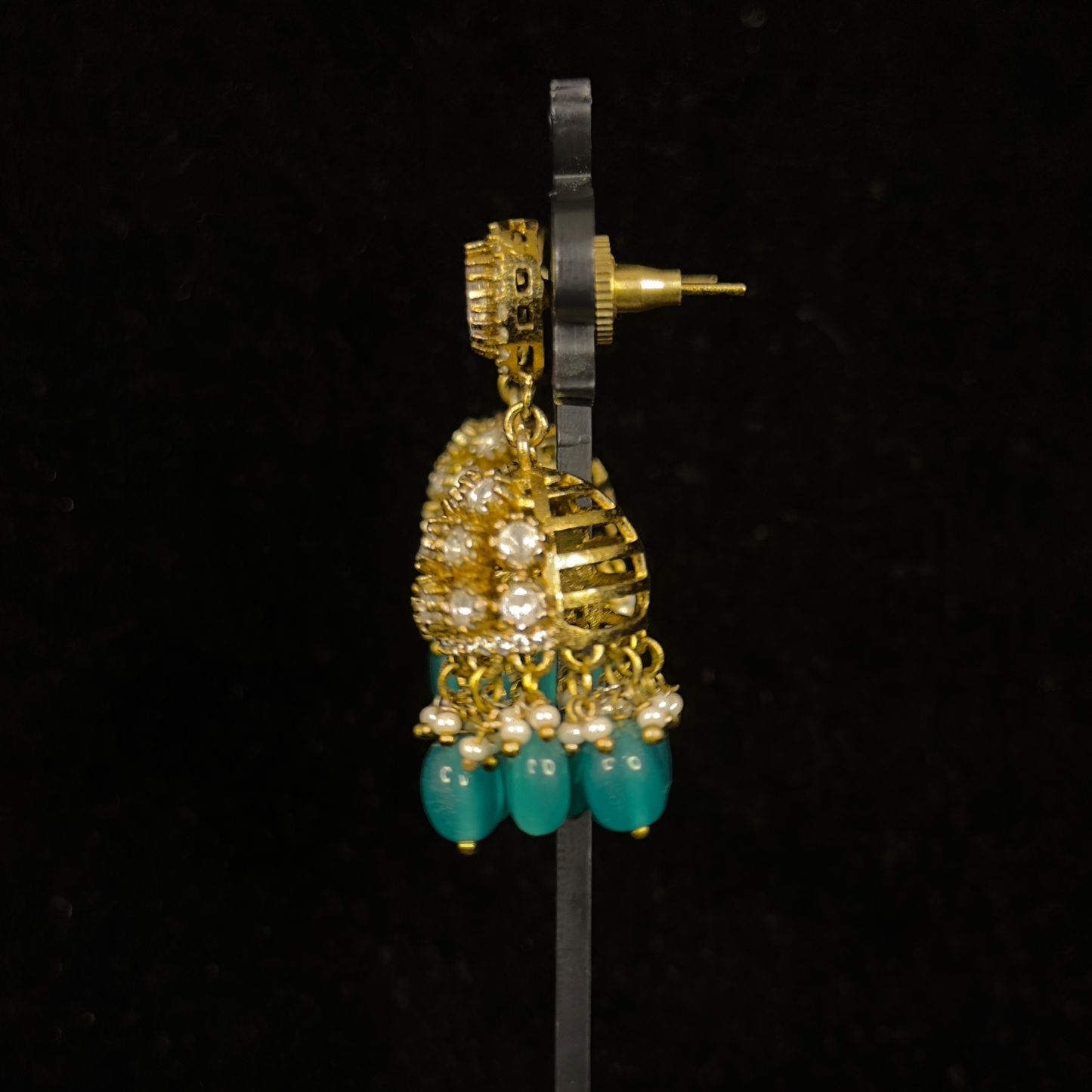 One Line Victorian polki Necklace with Jhumkas