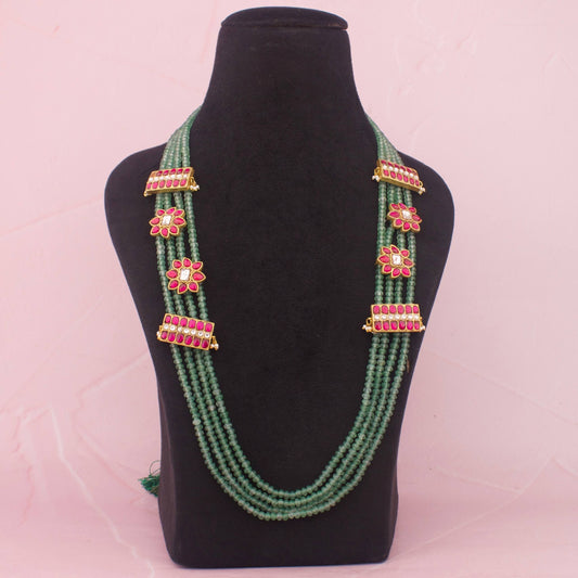 Unique Jadau Kundan Beads With Kundan Side-Locket