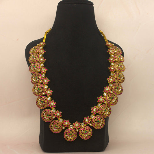 Traditional bridal wear jadau kundan bottumala Haram