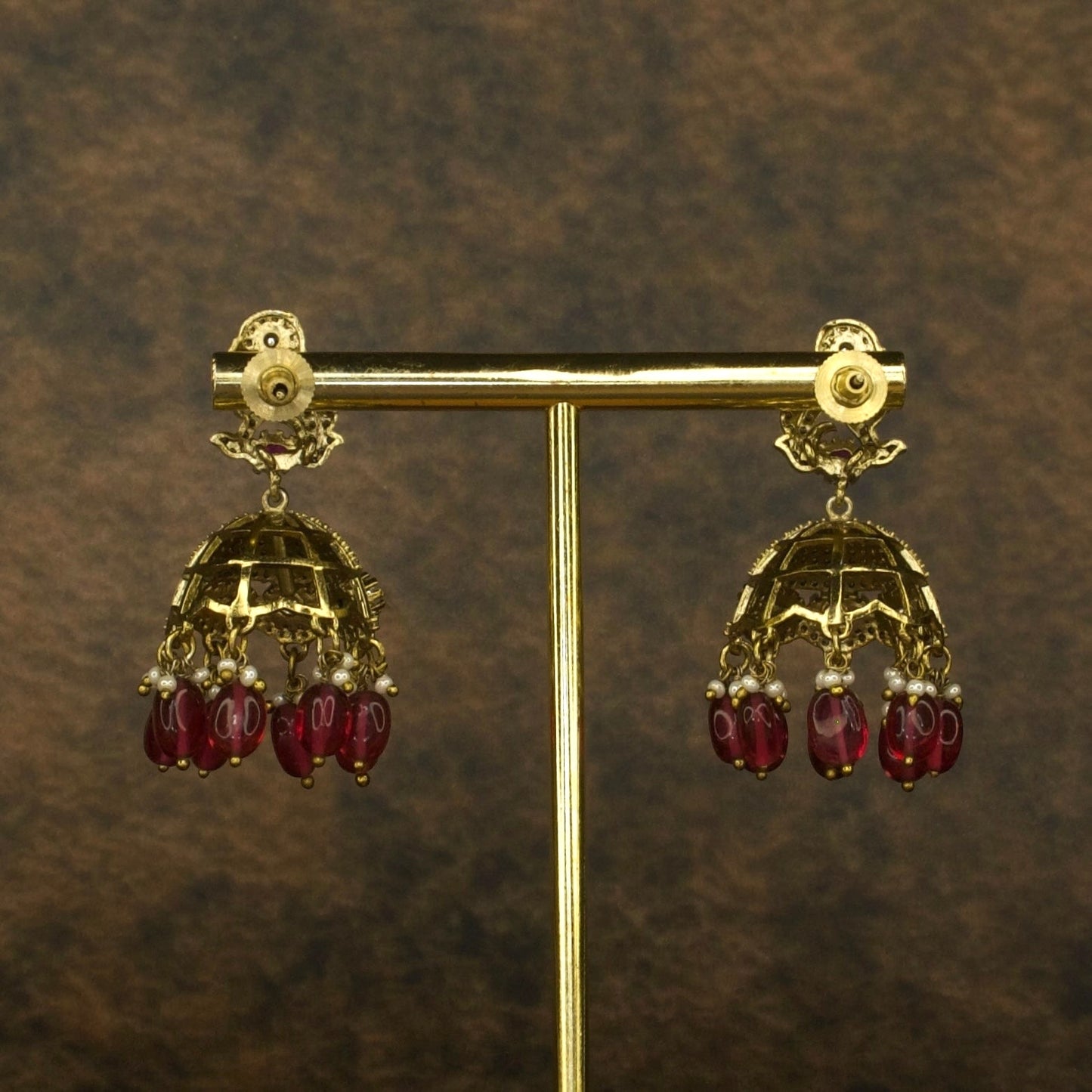 Victorian Charm Jhumka Earrings with CZ & Kundan Stones