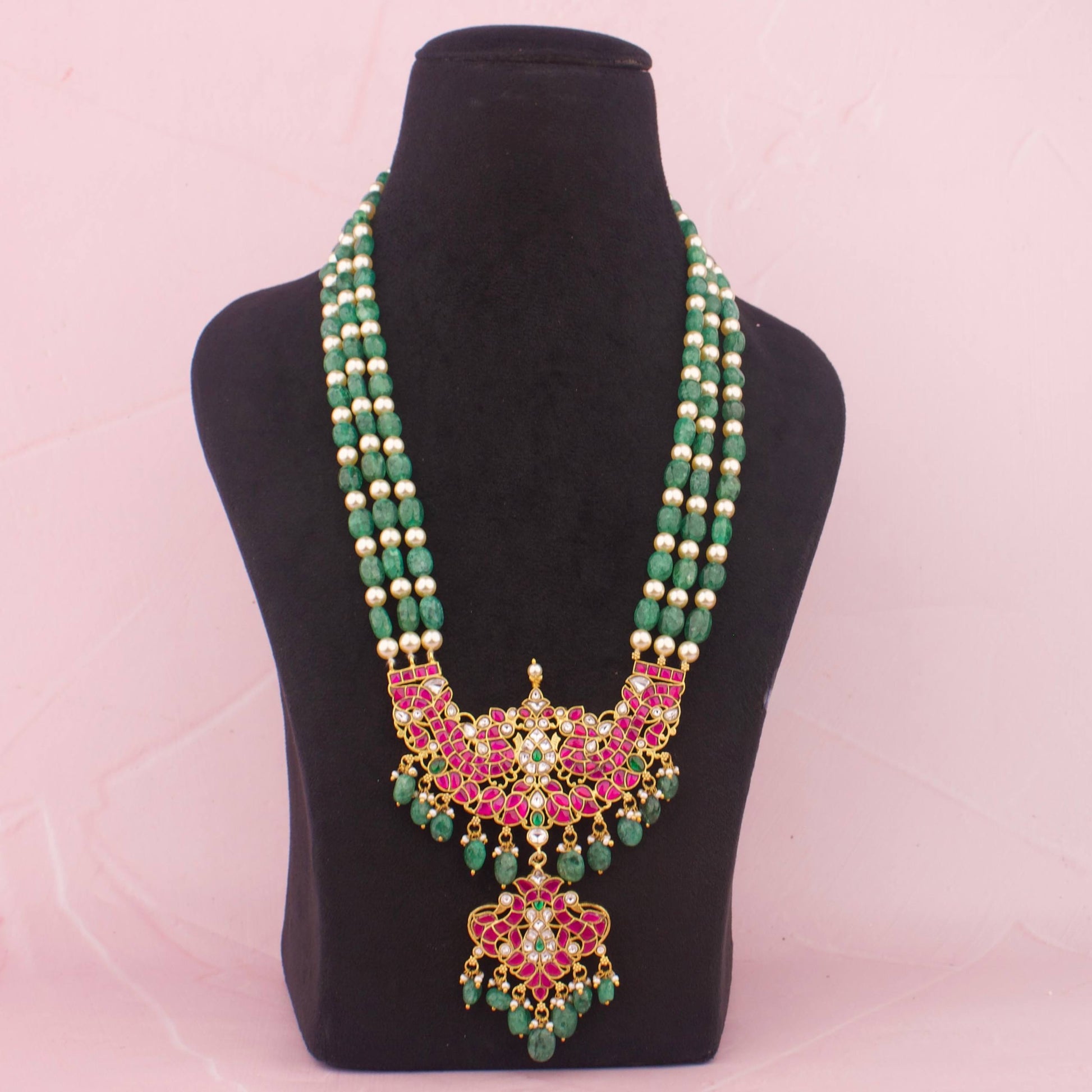 Royal Jadau Kundan Beads Mala With Pearl & Beads Strings - Premium Indian Ethnic Jewelry | Dulhan Jewels