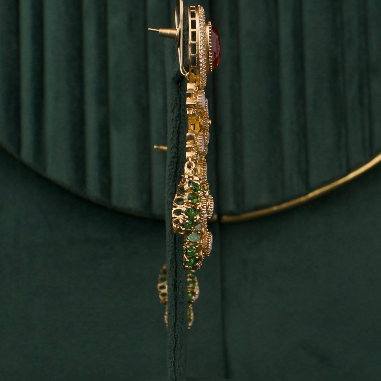 Western Victorian Moissanite Polki Hanging Earrings