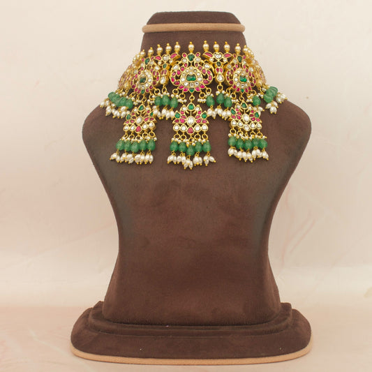 Bridal Jadau Kundan Peacock Choker With Kundan Locket as Hangings