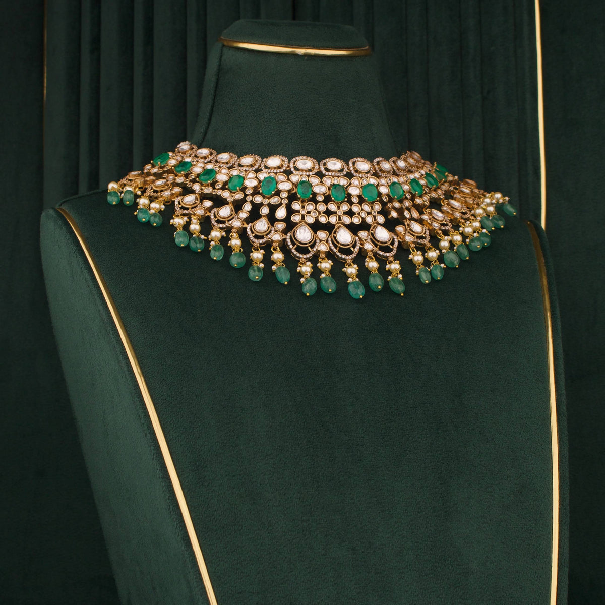 Radiant Bridal Victorian Choker With Earrings And Maang Tikka