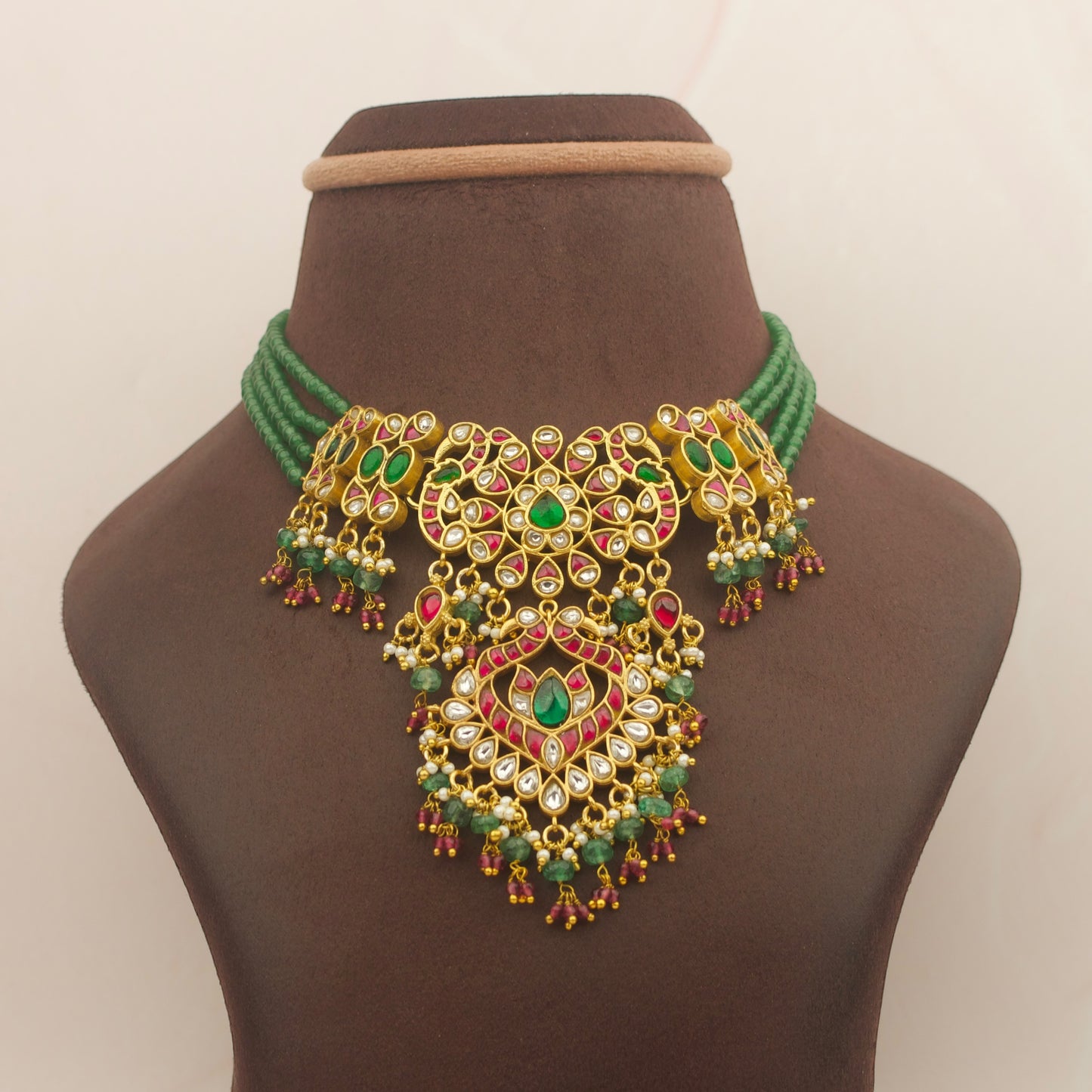 Opulent Jadau Kundan Choker with Ruby and Emerald Detailing