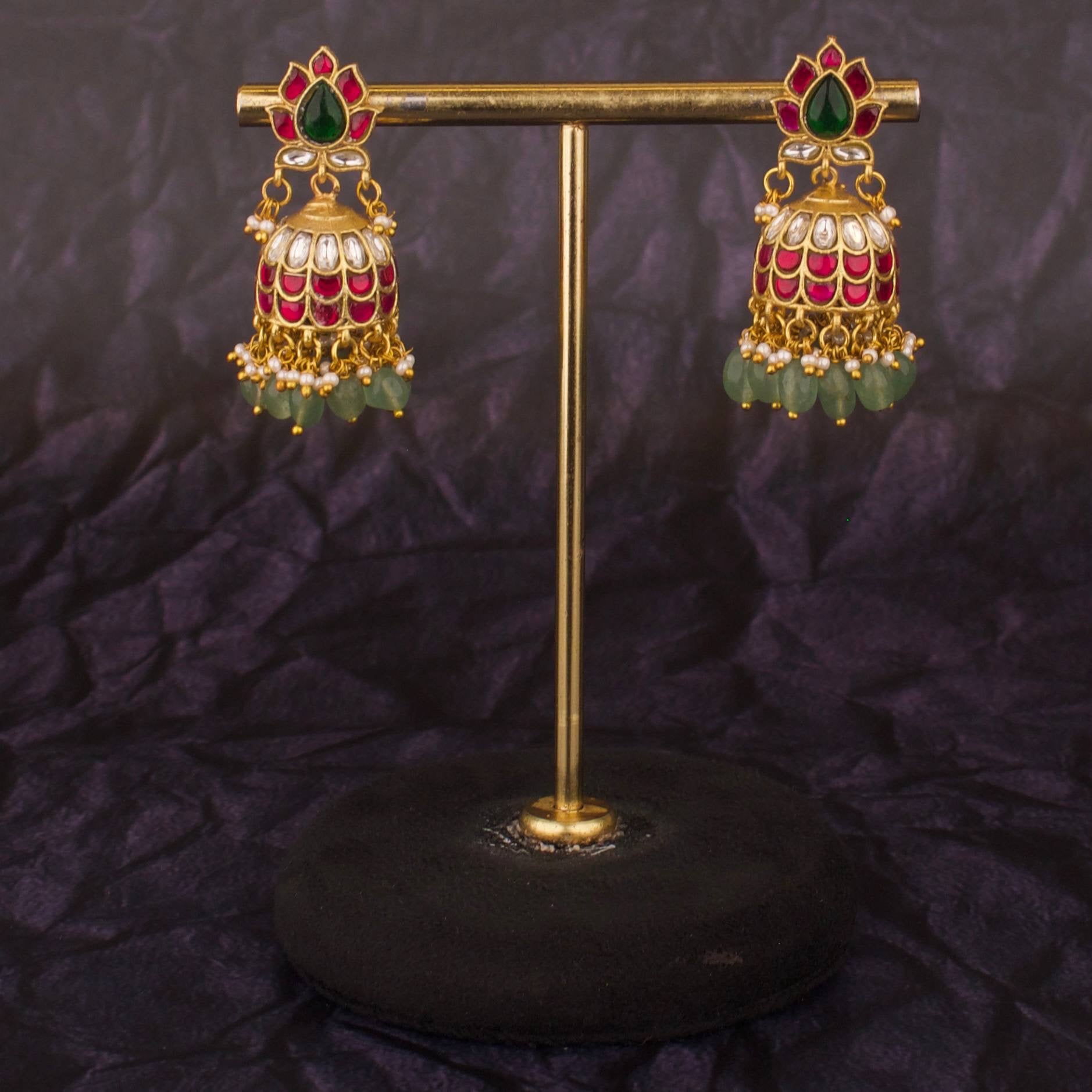 Exclusive Gold Plated Jadau Kundan Earrings – Timeless Statement