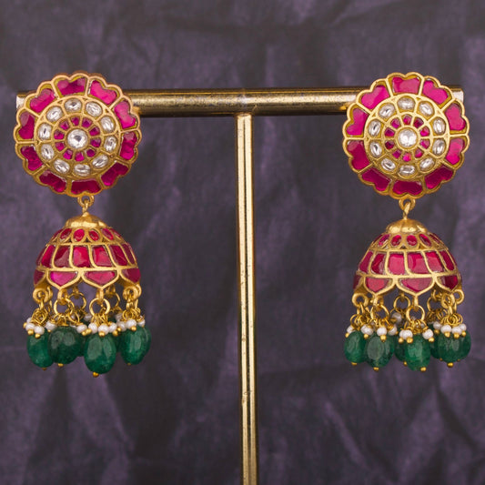Lavish Floral Design Jadau Kundan Jhumki