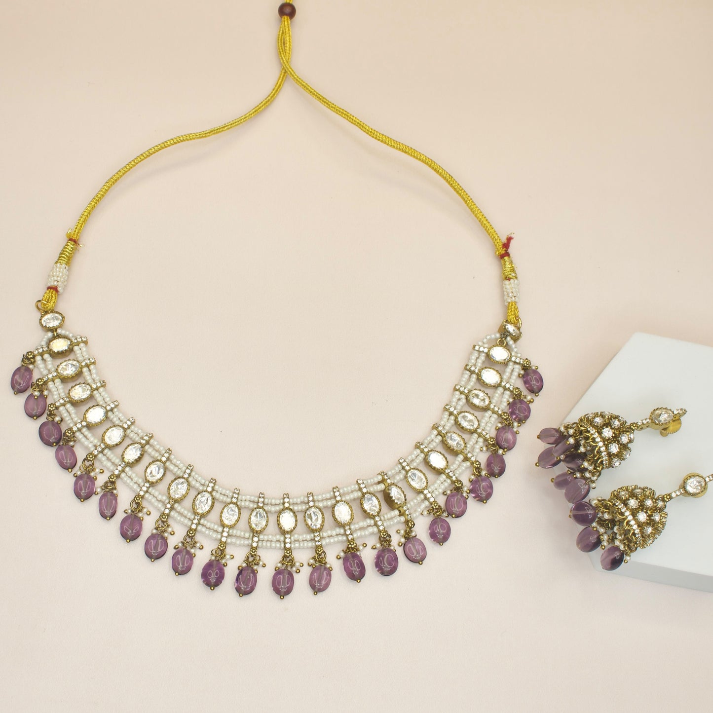 Victorian Pearl Necklace with beads and Jhumkas