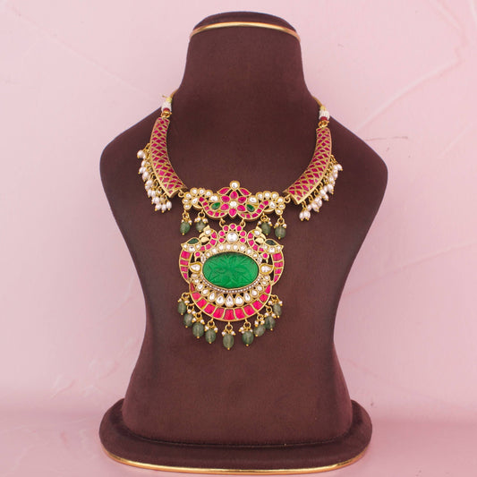 Gold Inspired Jadau Kundan Kanti Style Necklace