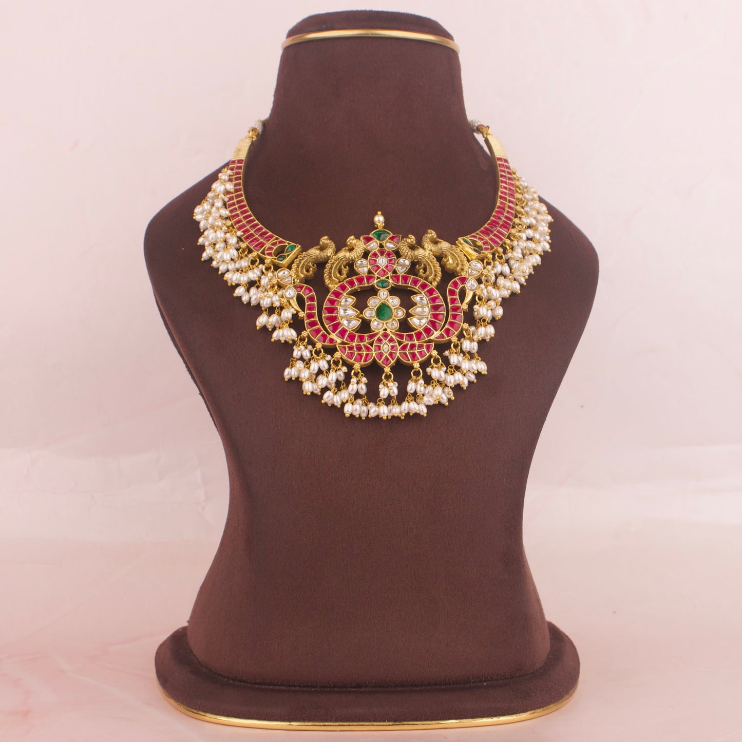 Gold Look Jadau Kundan Kanti Style Guttapusalu Necklace