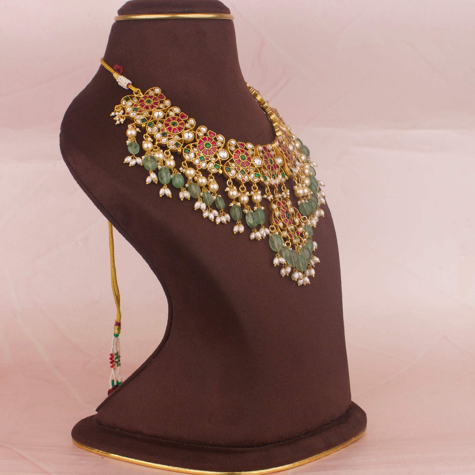 Luxury Jadau Kundan Necklace With Guttapusalu Hangings