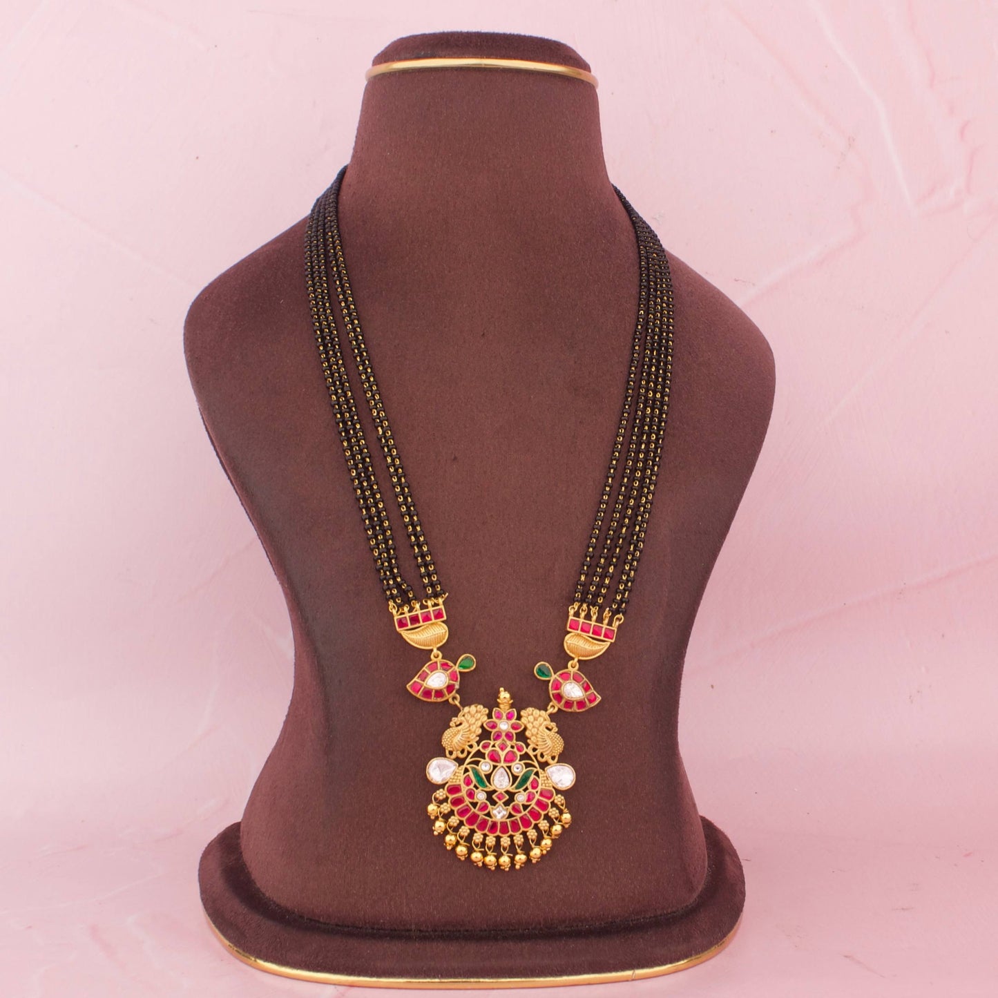 Gold Look Mangalsutra With Jadau Kundan Pendant