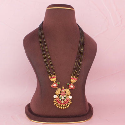 Gold Look Mangalsutra With Jadau Kundan Pendant
