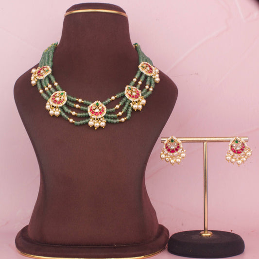 Jadau Kundan Beads Necklace Set