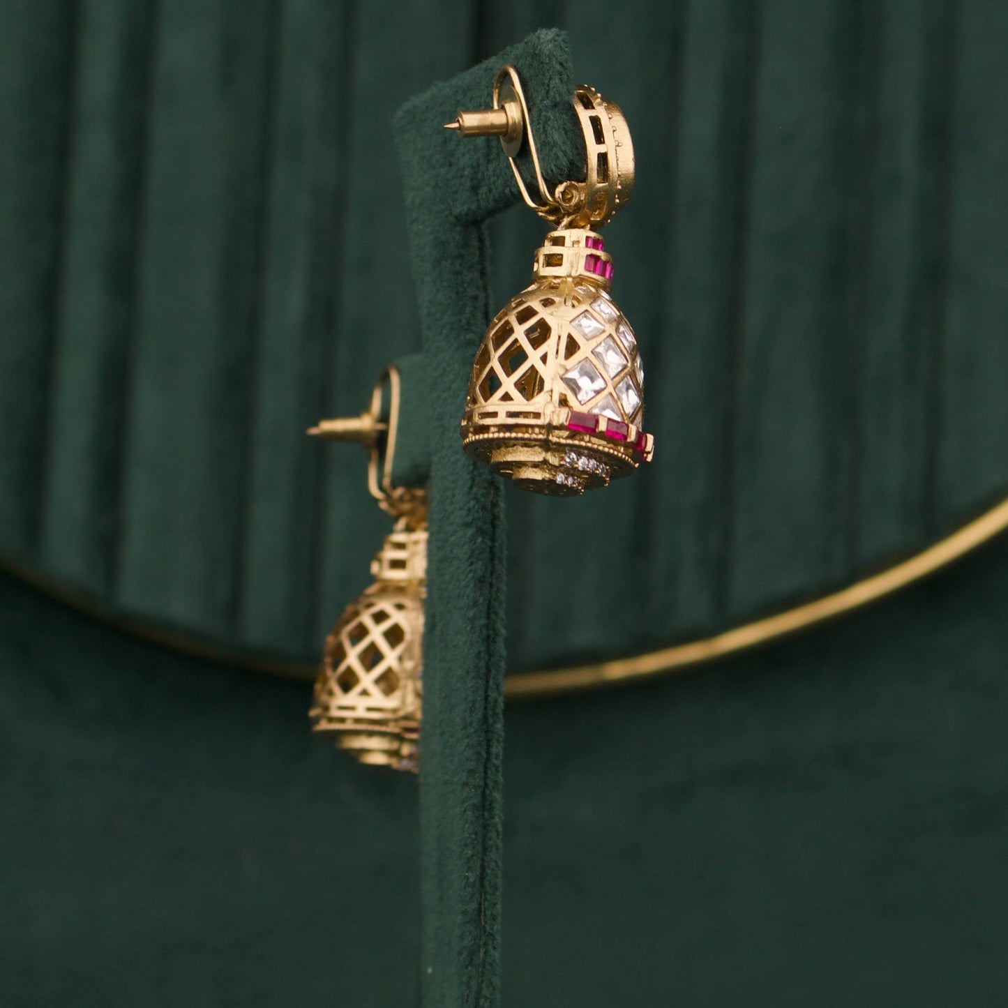 Designer Victorian Polki Dome Jhumka Earrings