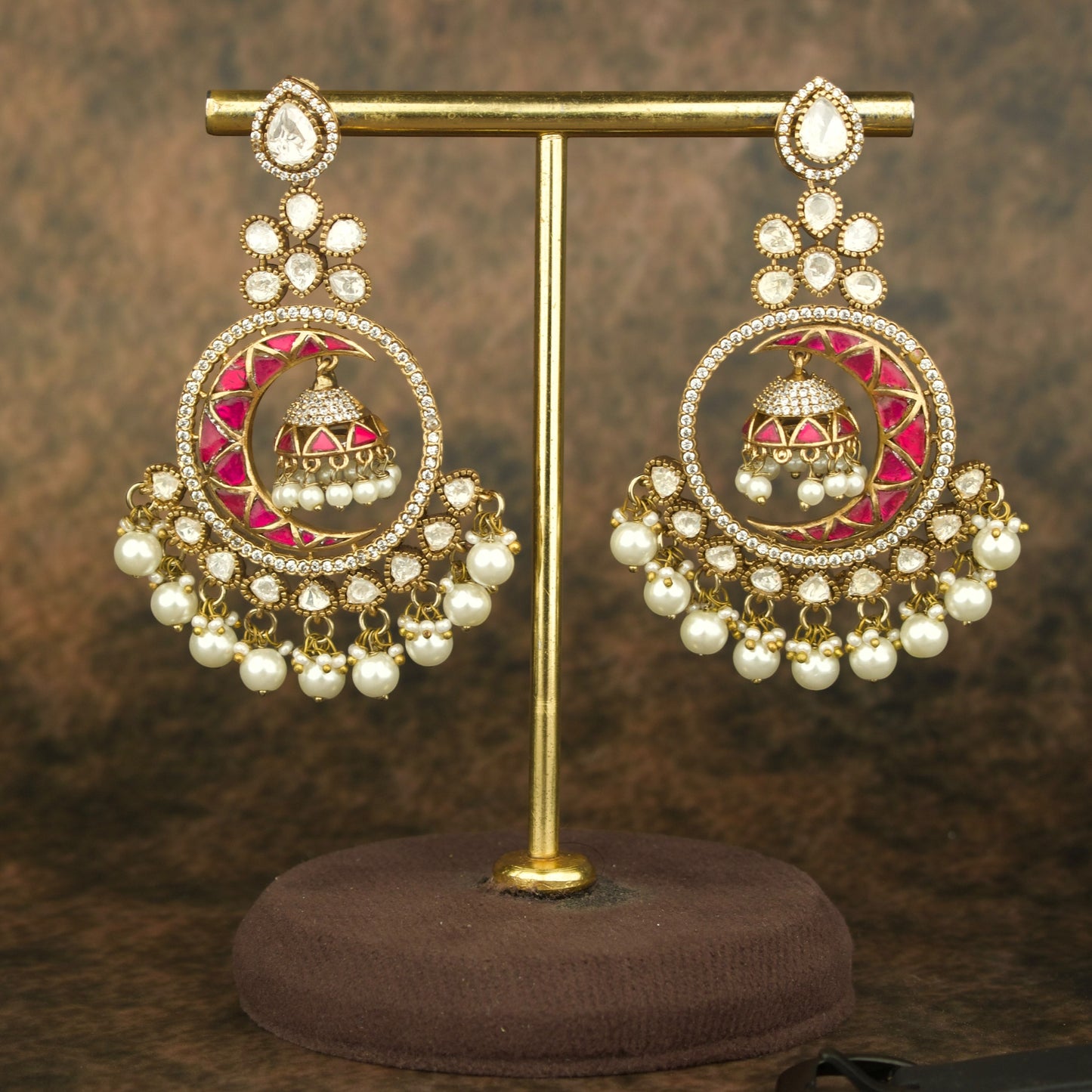 Fusion kundan x Polki Chandbali Earrings