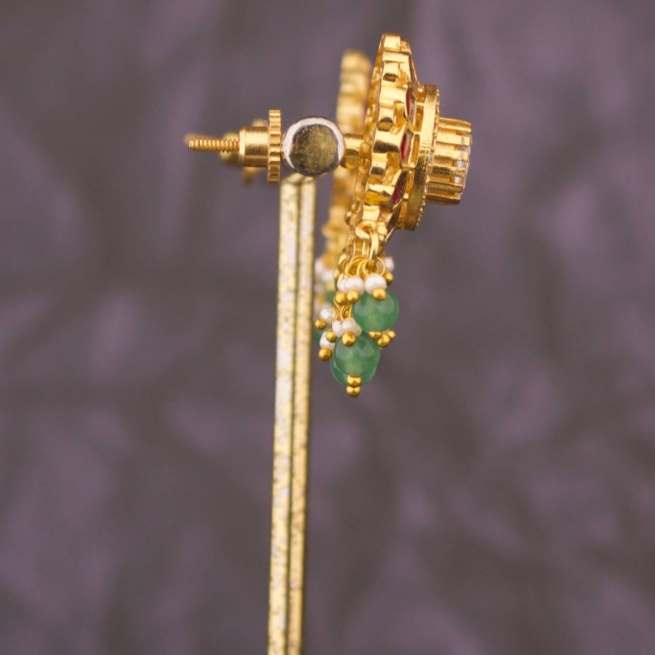 Antique Jadau Kundan Polki Stud Earrings