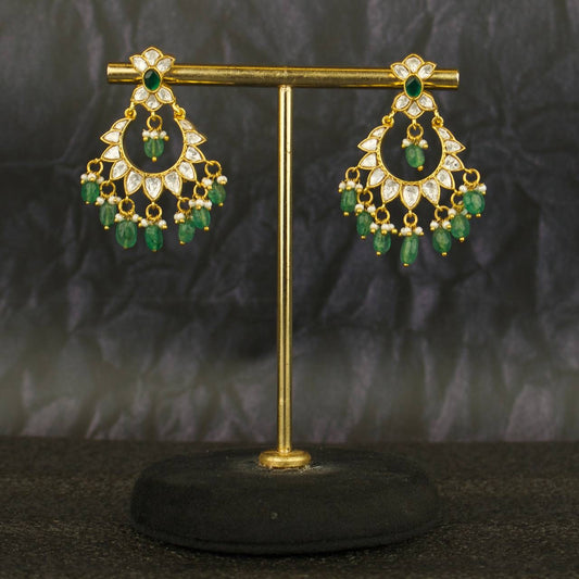 Sleek Moissanite Polki Chandbali Earrings