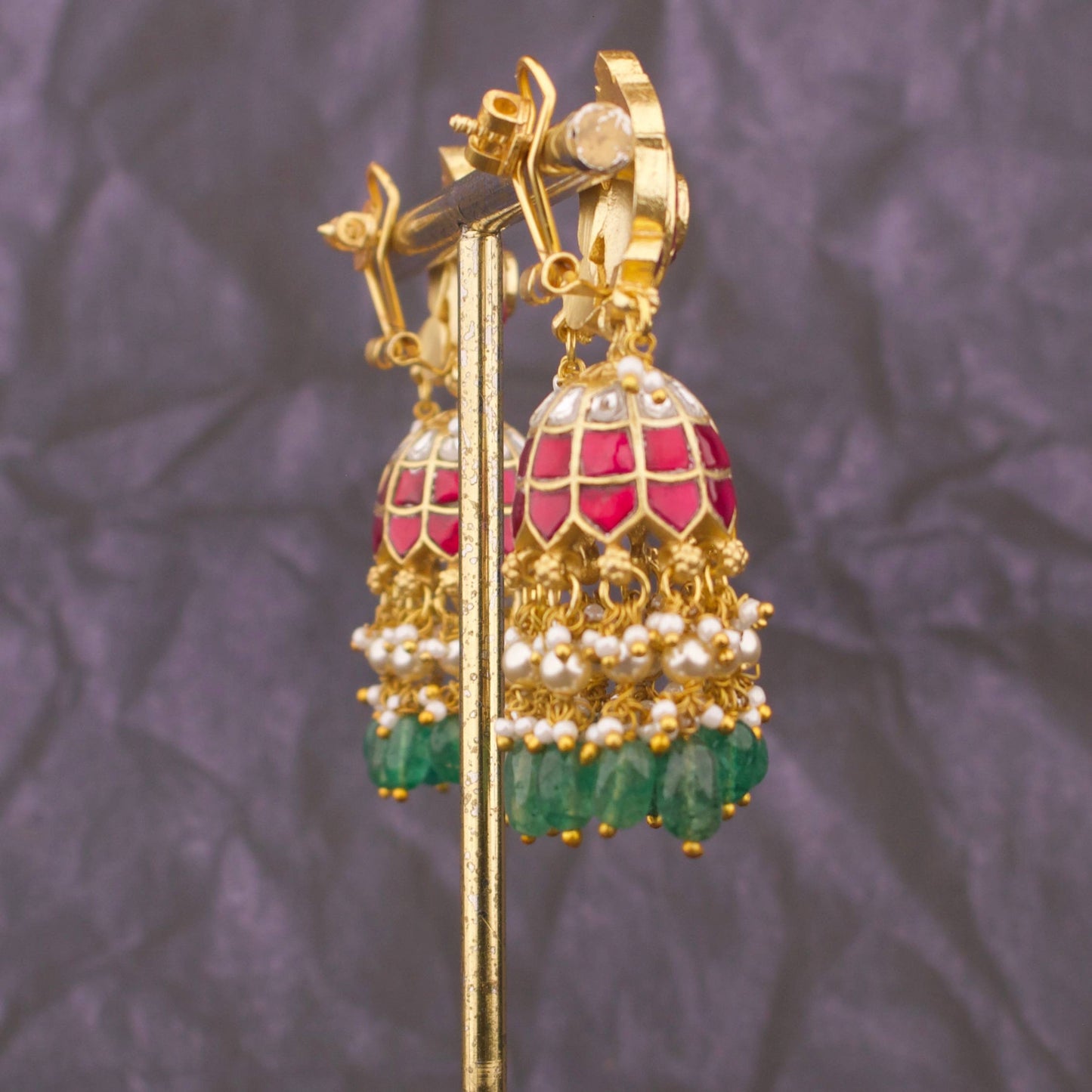 Bridal Style Jadau Kundan Jhumka Earrings