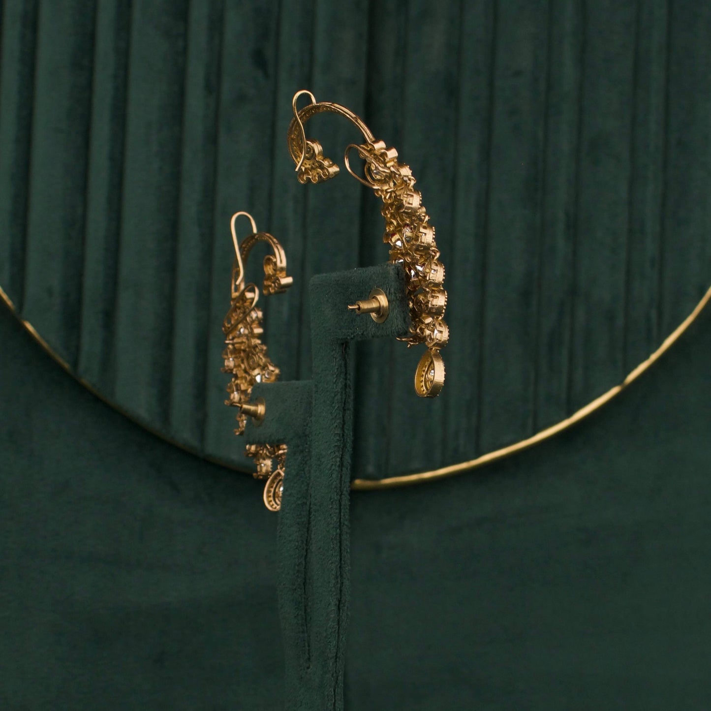Elegant Victorian Earcuff With Peacock Floral Design