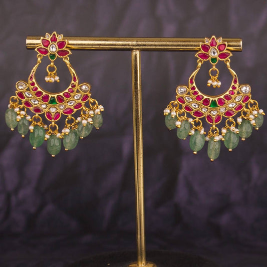 Gold Style Jadau Kundan Chandbali Earrings