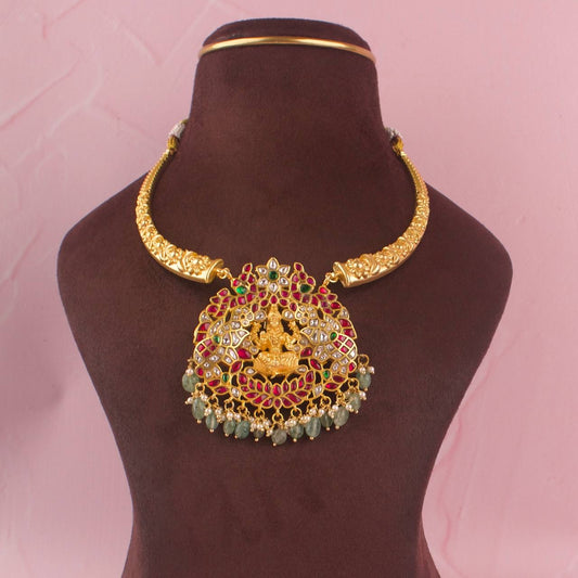 Divine Lakshmi Devi Jadau Kundan Kanti Necklace