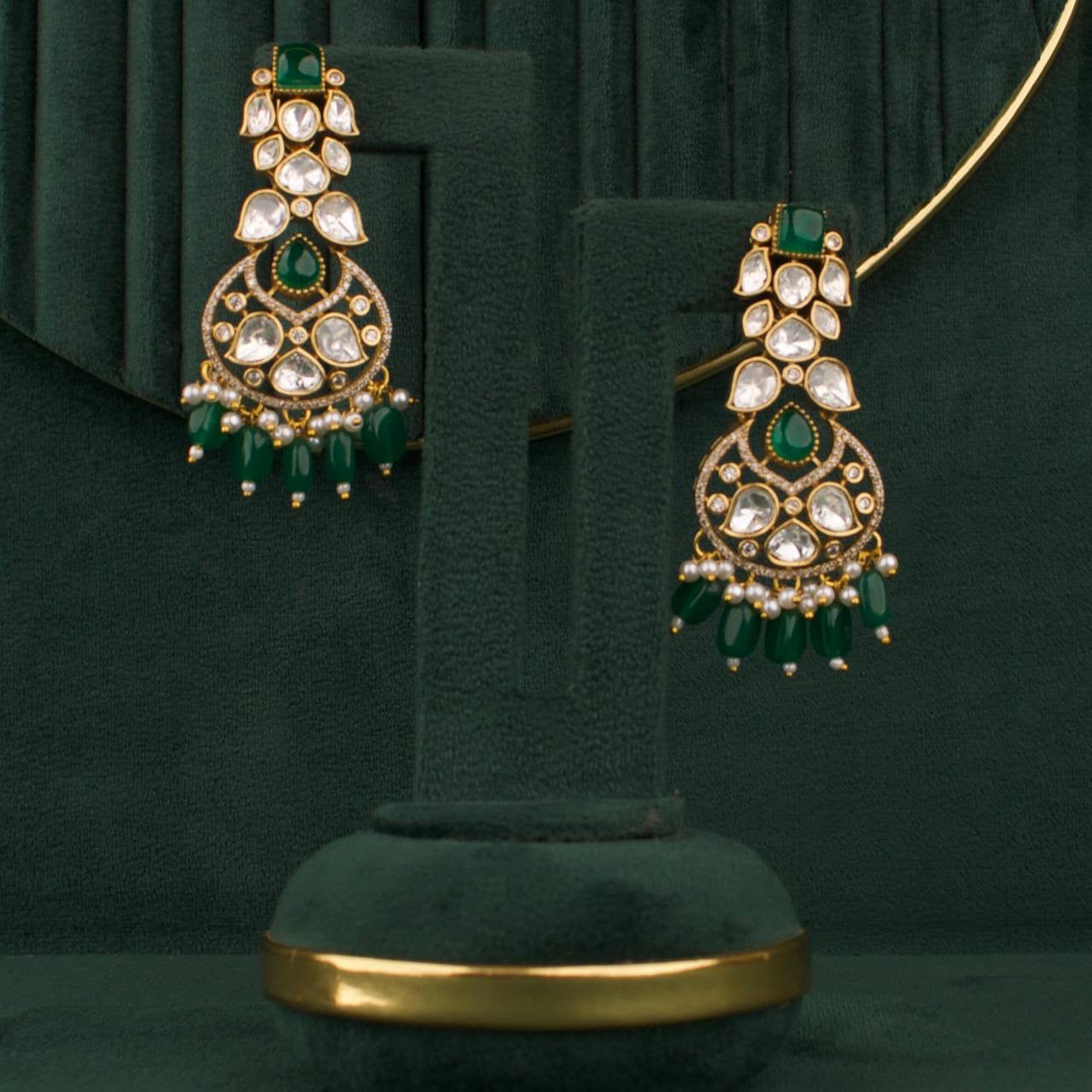 Grand Polki Choker Necklace Set With Matching Earrings & Maangtika