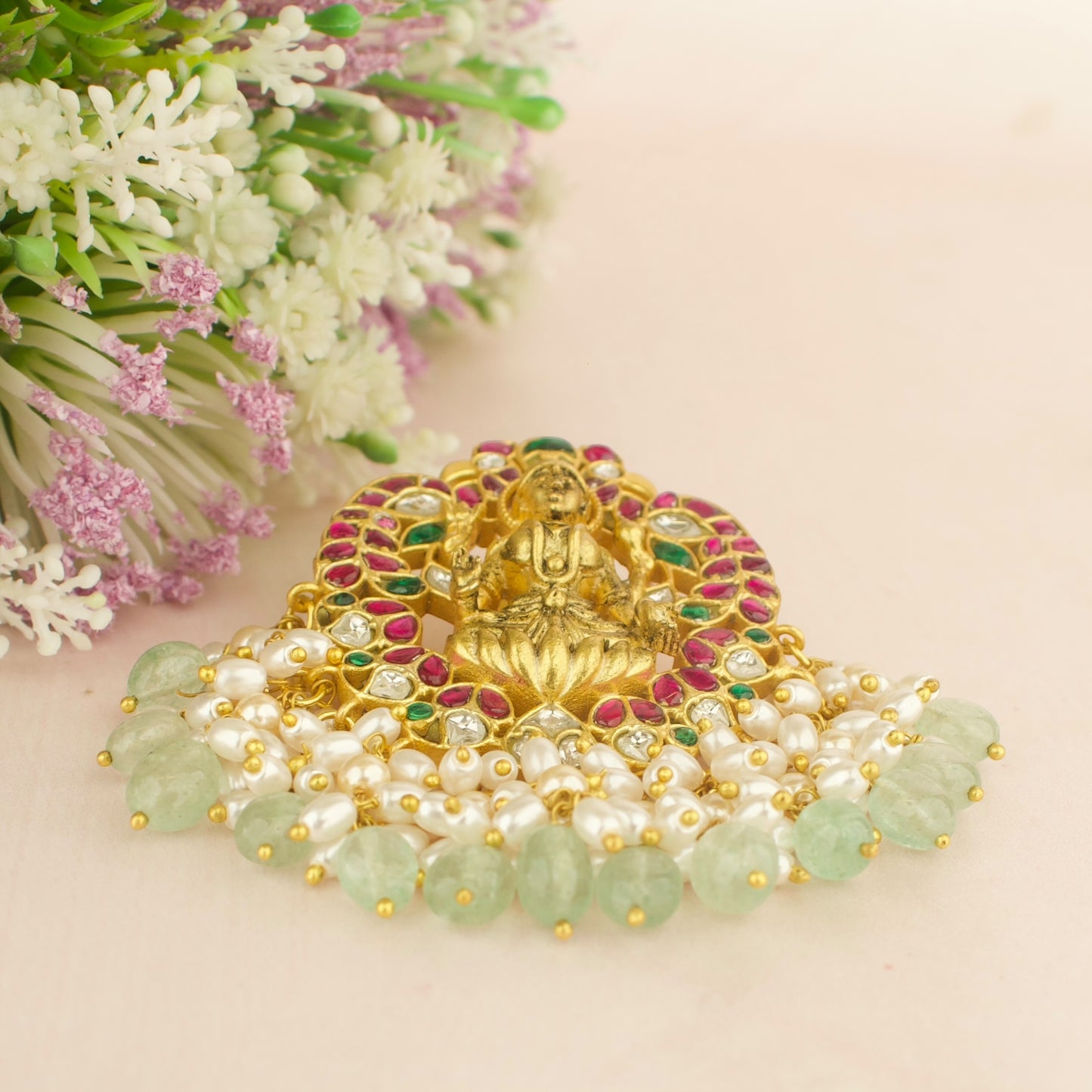 Opulent Jadau Kundan Laxmi Devi Design With Swarovski Hangings