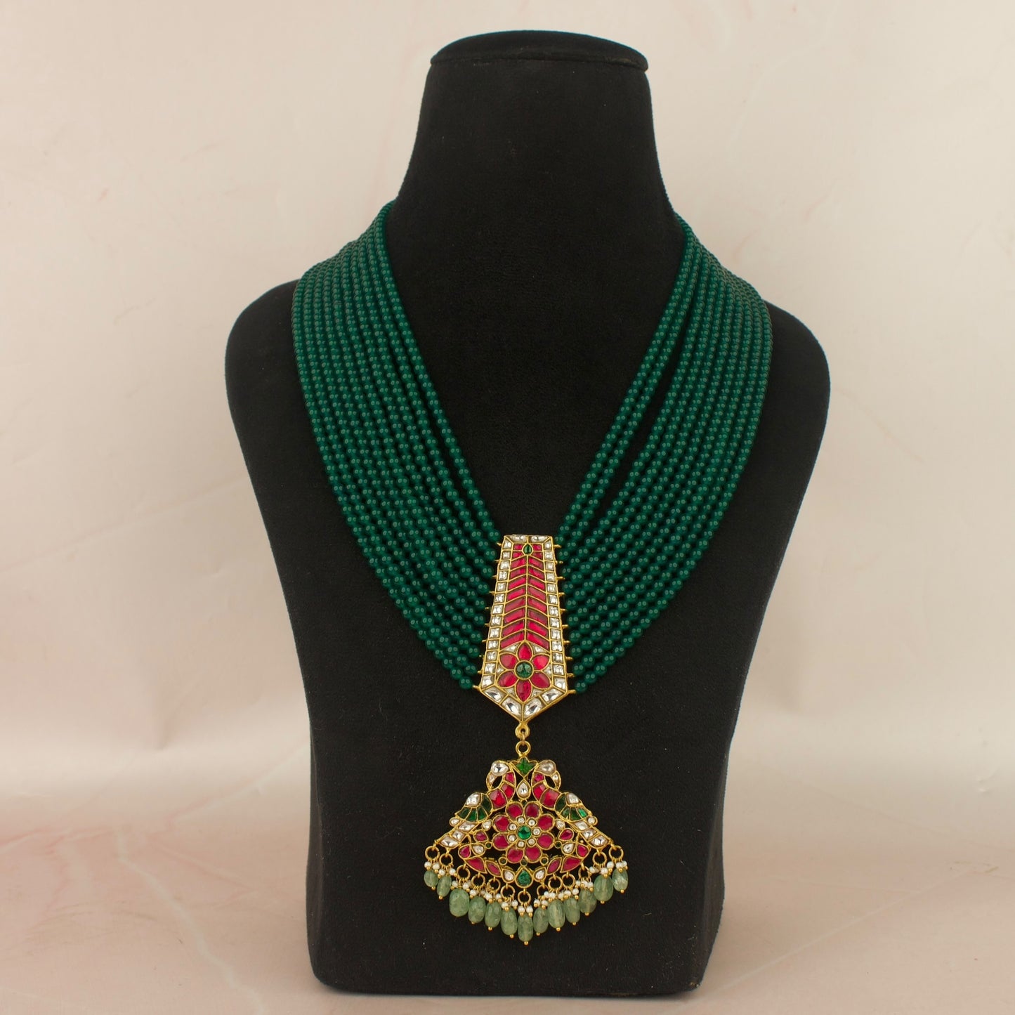 Bridal Flower Design Jadau Kundan Beads Haram